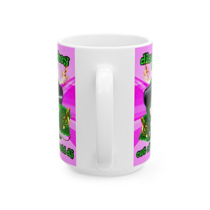 disc jockey - White Mug (light blue-pink wave)