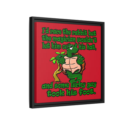 turtle race - framed canvas art (dark red)