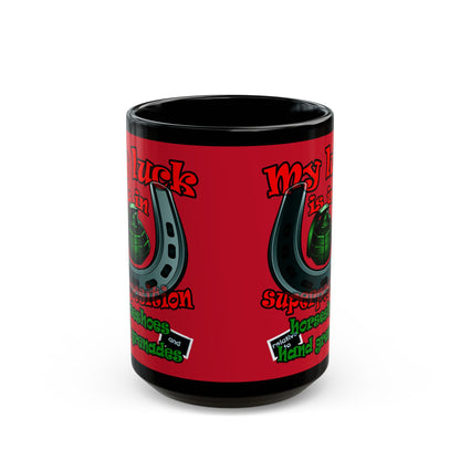 my luck - Black Mug (dark red)