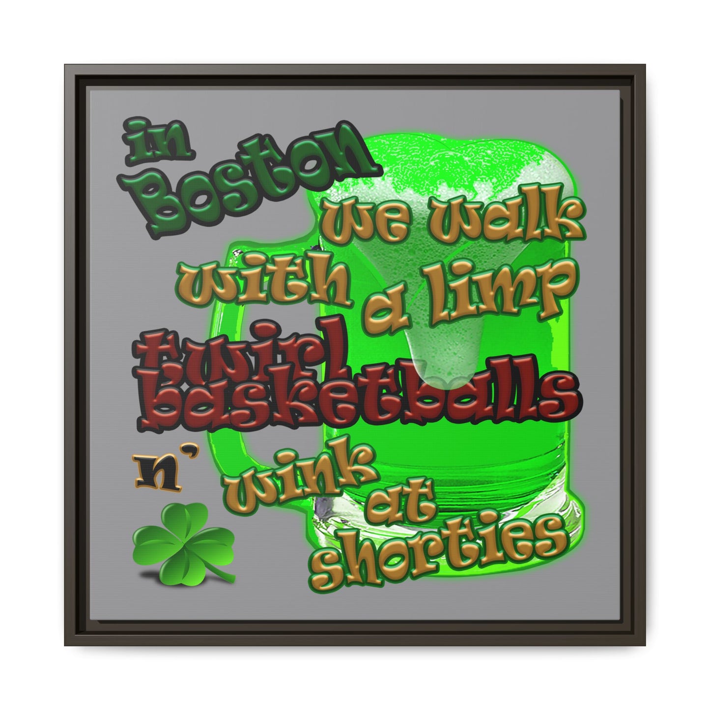 celtics logo - framed canvas art (grey)