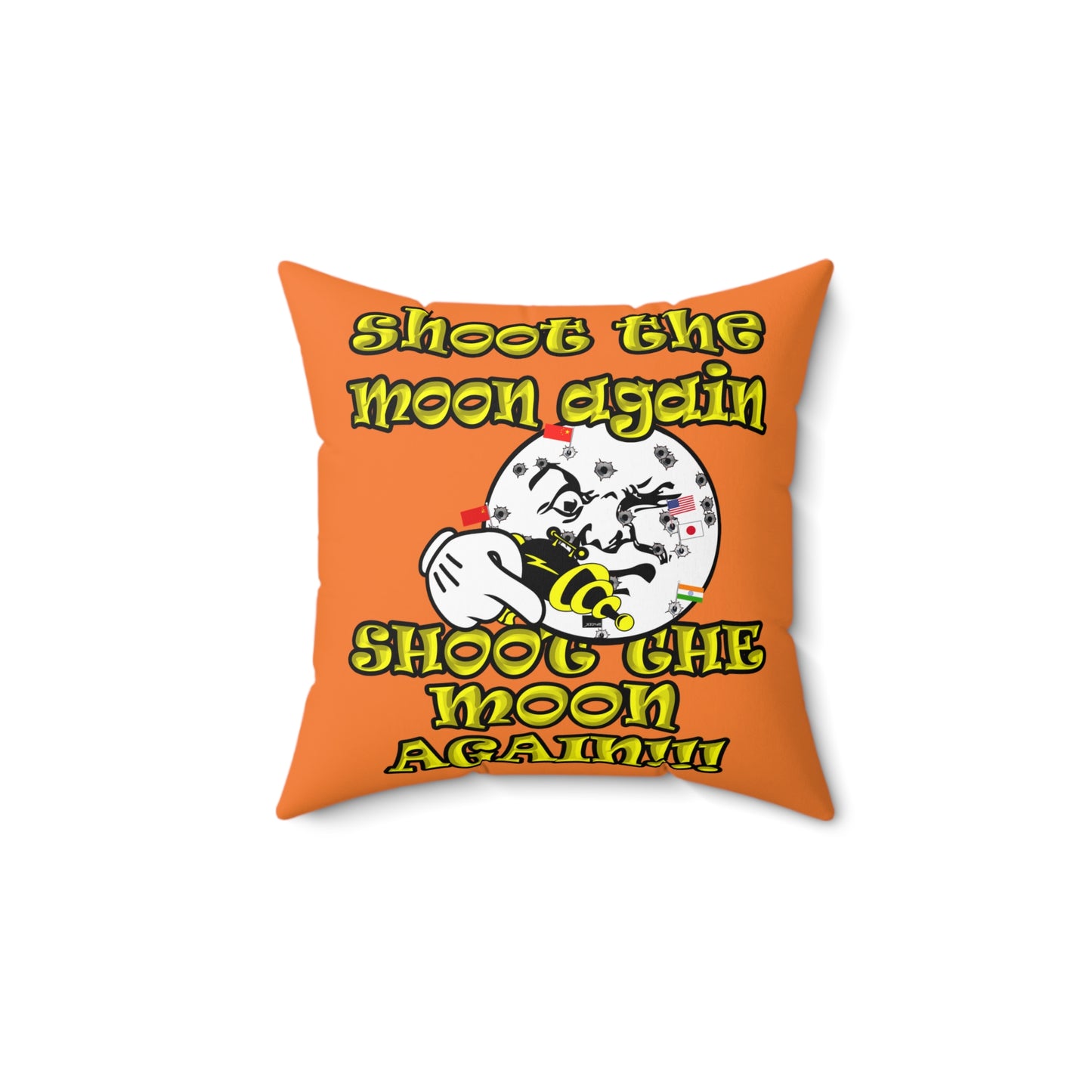 shoot the moon again - Spun Polyester Square Pillow - (crusta)