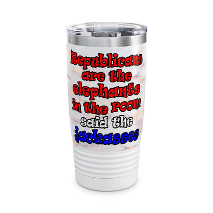 donkeys and elephants - Ringneck Tumbler, 20oz (white marble)