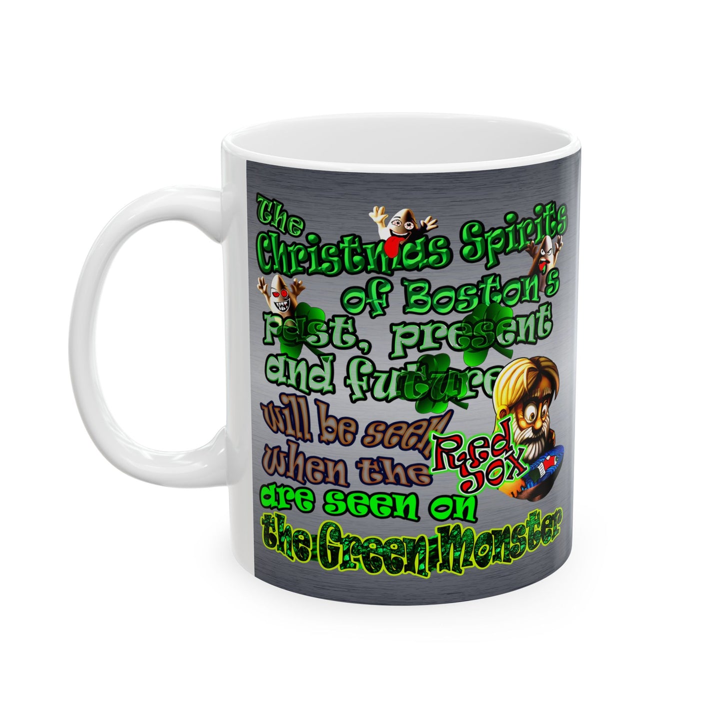 christmas spirits of boston - White Mug (brushed nickel)