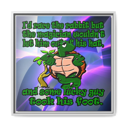 turtle race - framed canvas art (grey-pink wave)