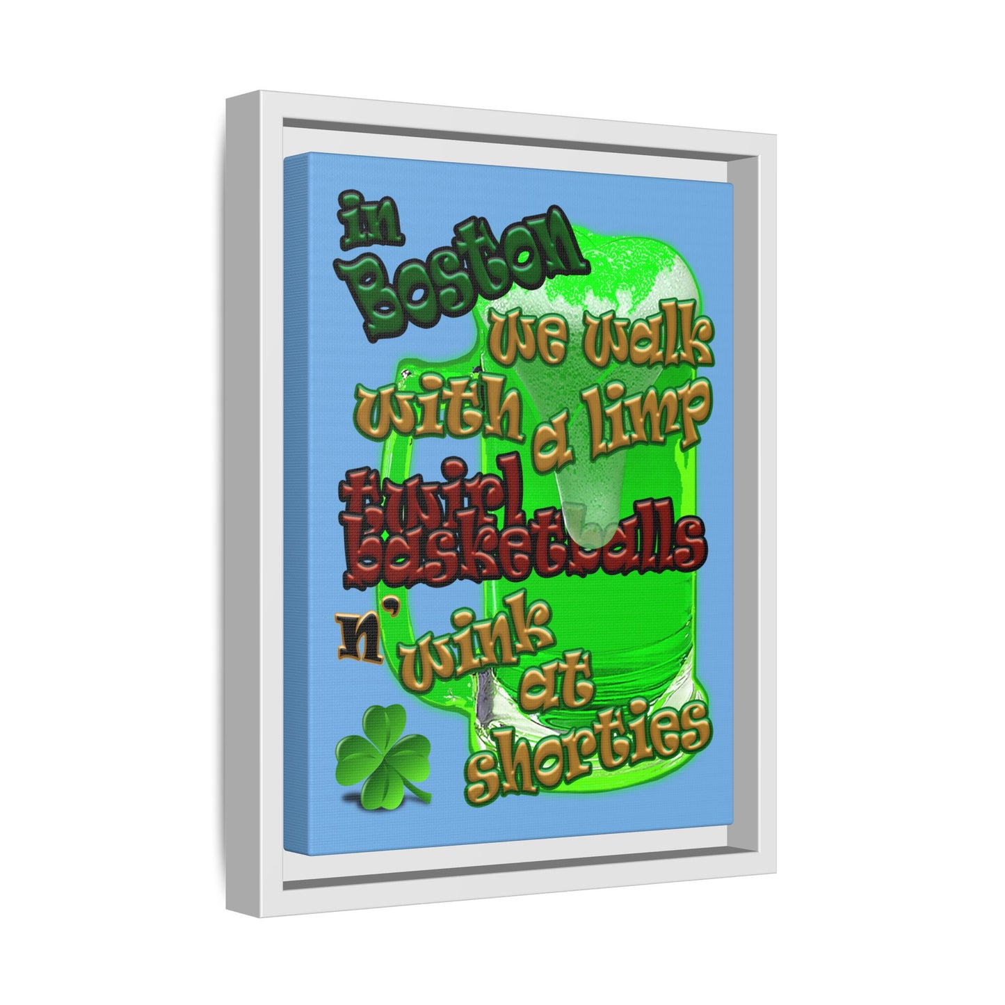 celtics logo - framed canvas art (light blue)