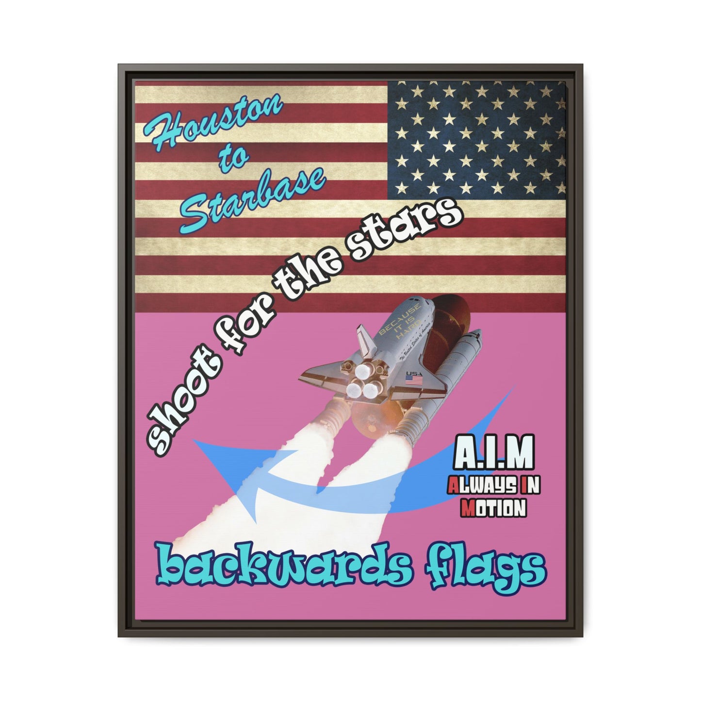 shoot for the stars - framed canvas art (light pink)