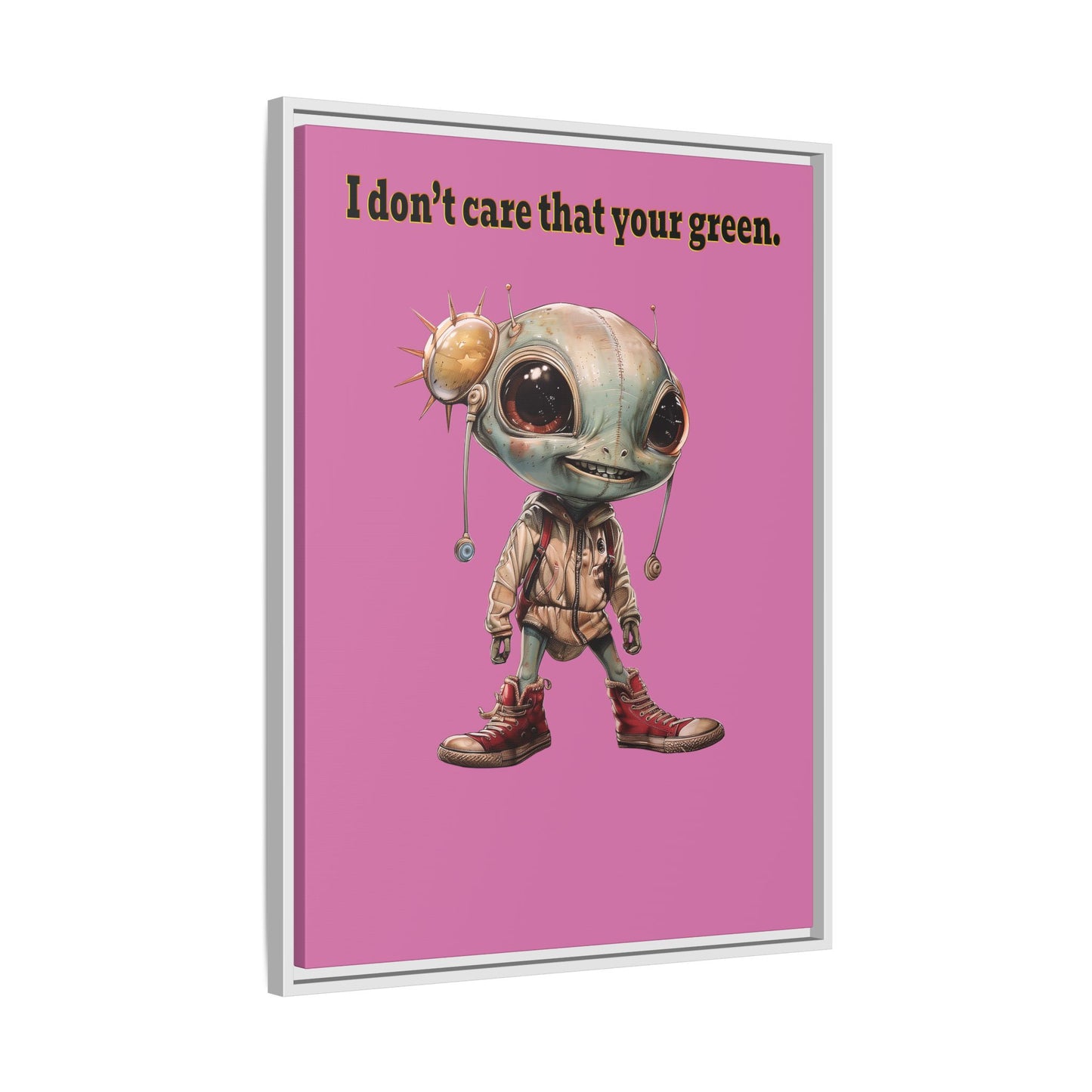 I don't care that your green - framed canvas art (light pink)