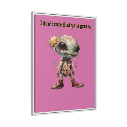 I don't care that your green - framed canvas art (light pink)
