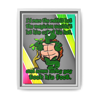 turtle race - framed canvas art (rainbow split)