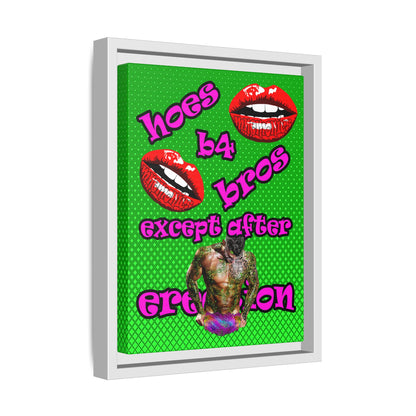 hoes b4 bros - framed canvas art (logo green)