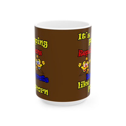 popping like popcorn - White Mug (brown)
