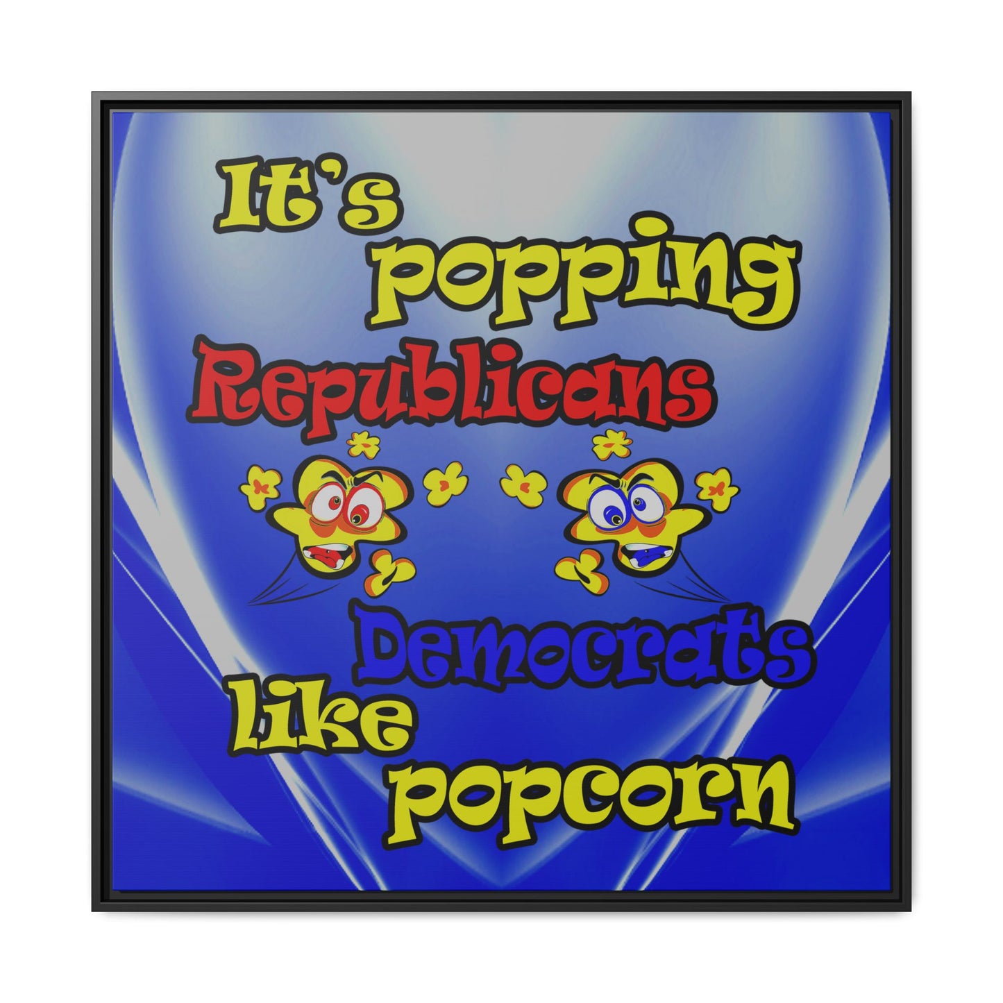 popping like popcorn - framed canvas art (blue-white wave)