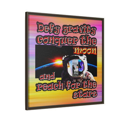 defy conquer reach - framed canvas art (color blur)
