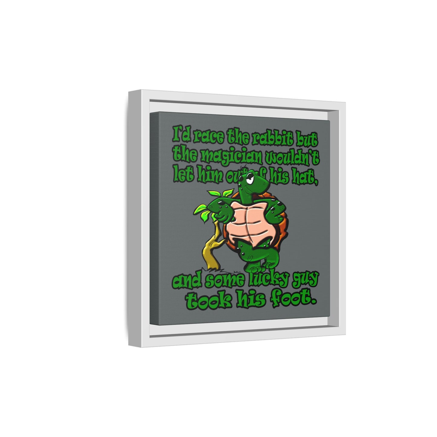 turtle race - framed canvas art (dark grey)