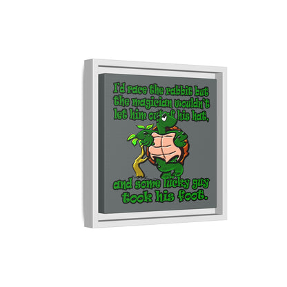 turtle race - framed canvas art (dark grey)