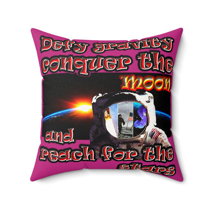 defy conquer reach - Faux Suede Square Pillow - (pink)