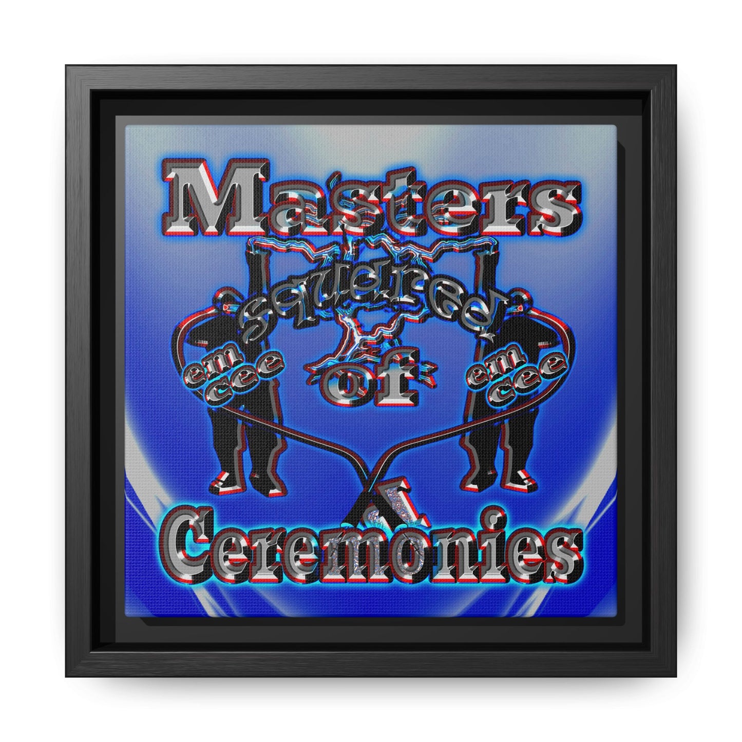 em cee squared - framed canvas art (blue-white wave)