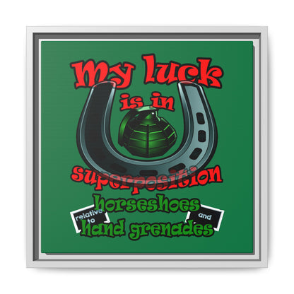 my luck - framed canvas art (dark green)