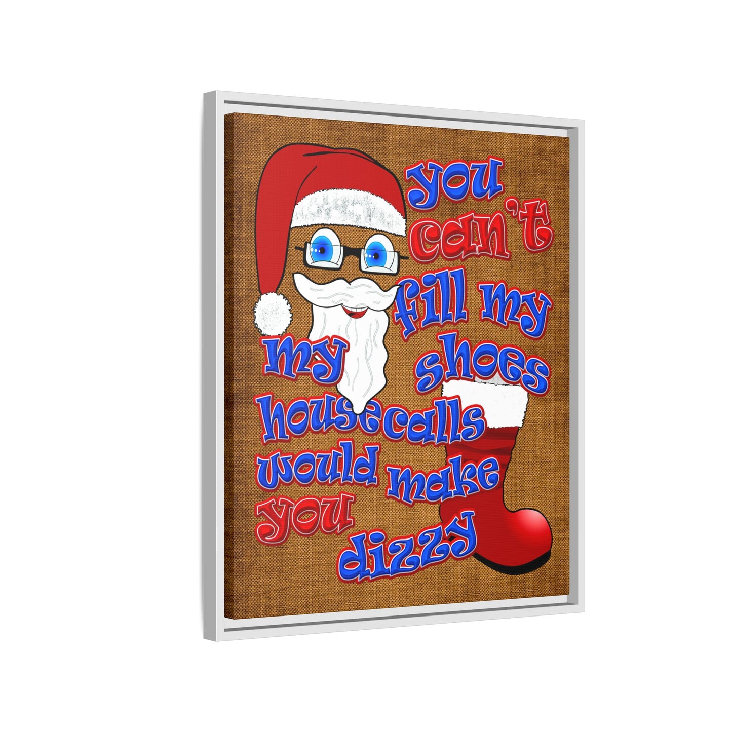 santa's shoes - framed canvas art (brown papyrus)