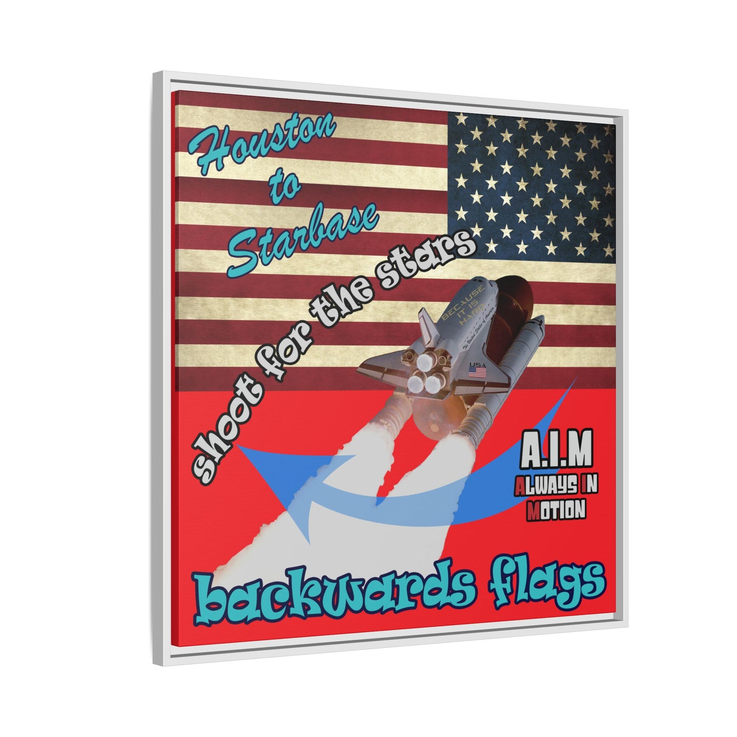 shoot for the stars - framed canvas art (red)