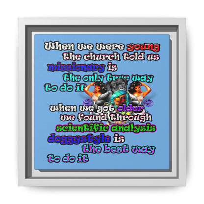 doggystyle - framed canvas art (light blue)
