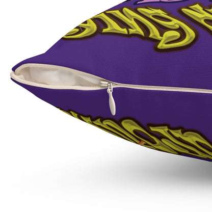 the bum's shit - Spun Polyester Square Pillow - (purple)