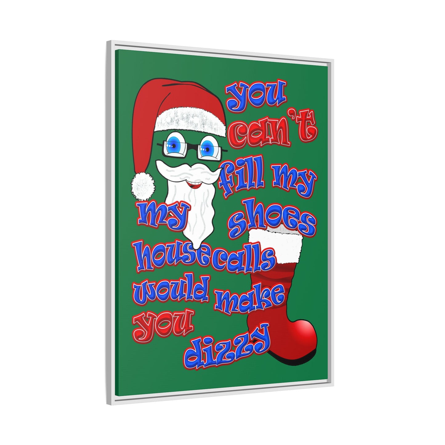 santa's shoes - framed canvas art (dark green)