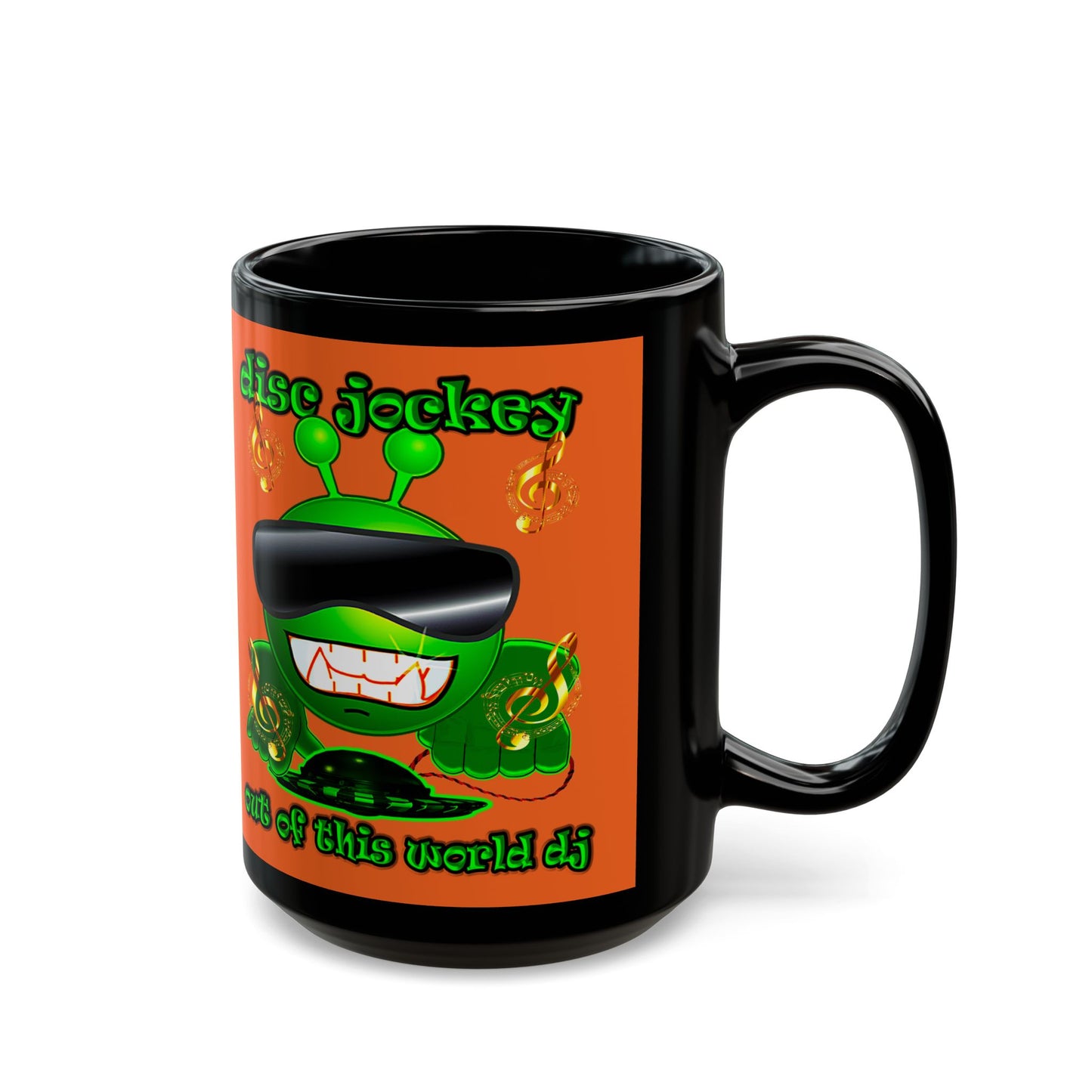 disc jockey - Black Mug (orange)