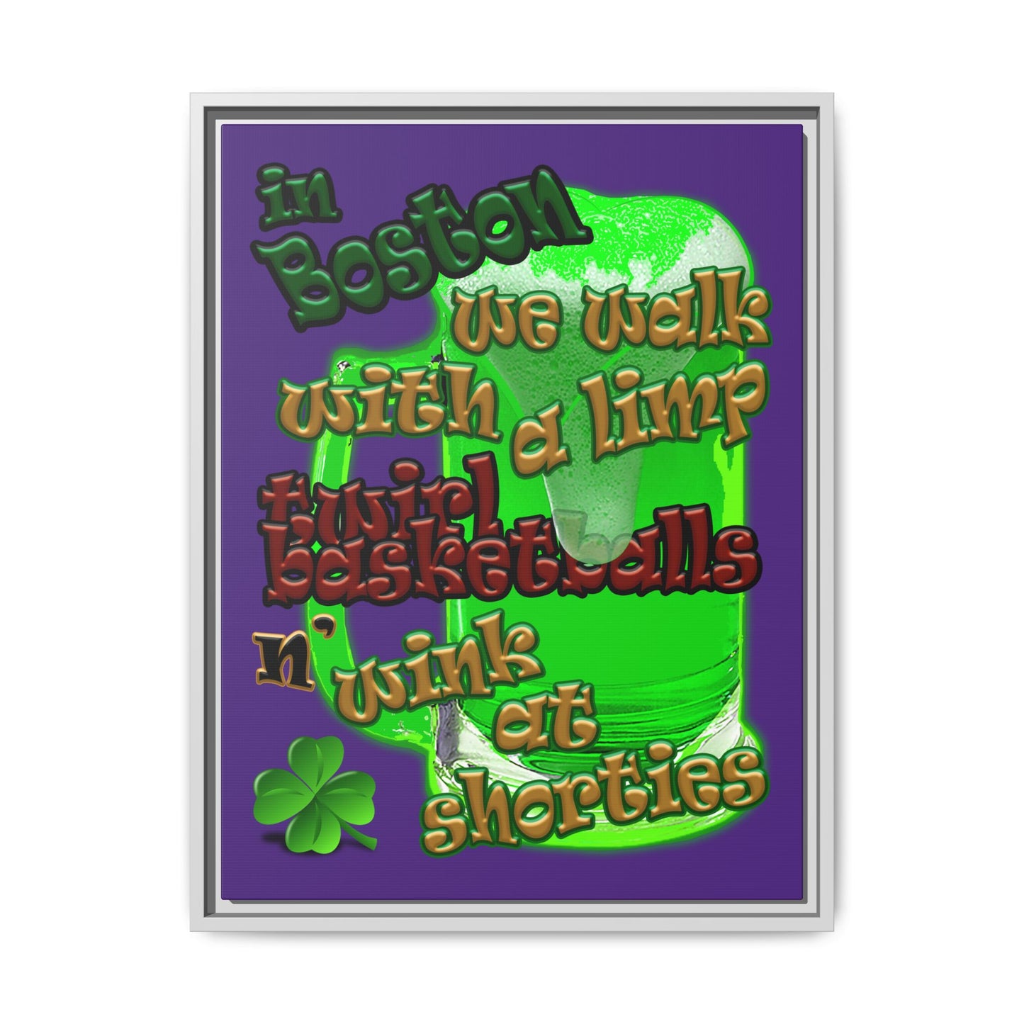 celtics logo - framed canvas art (purple)
