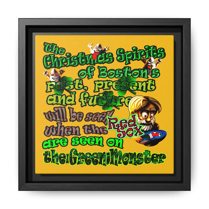 christmas spirits of boston - framed canvas art (yellow)