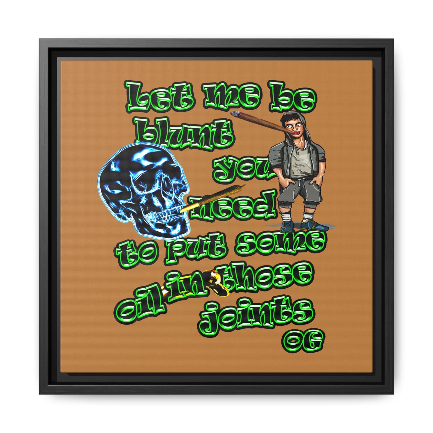 og - framed canvas art (light brown)