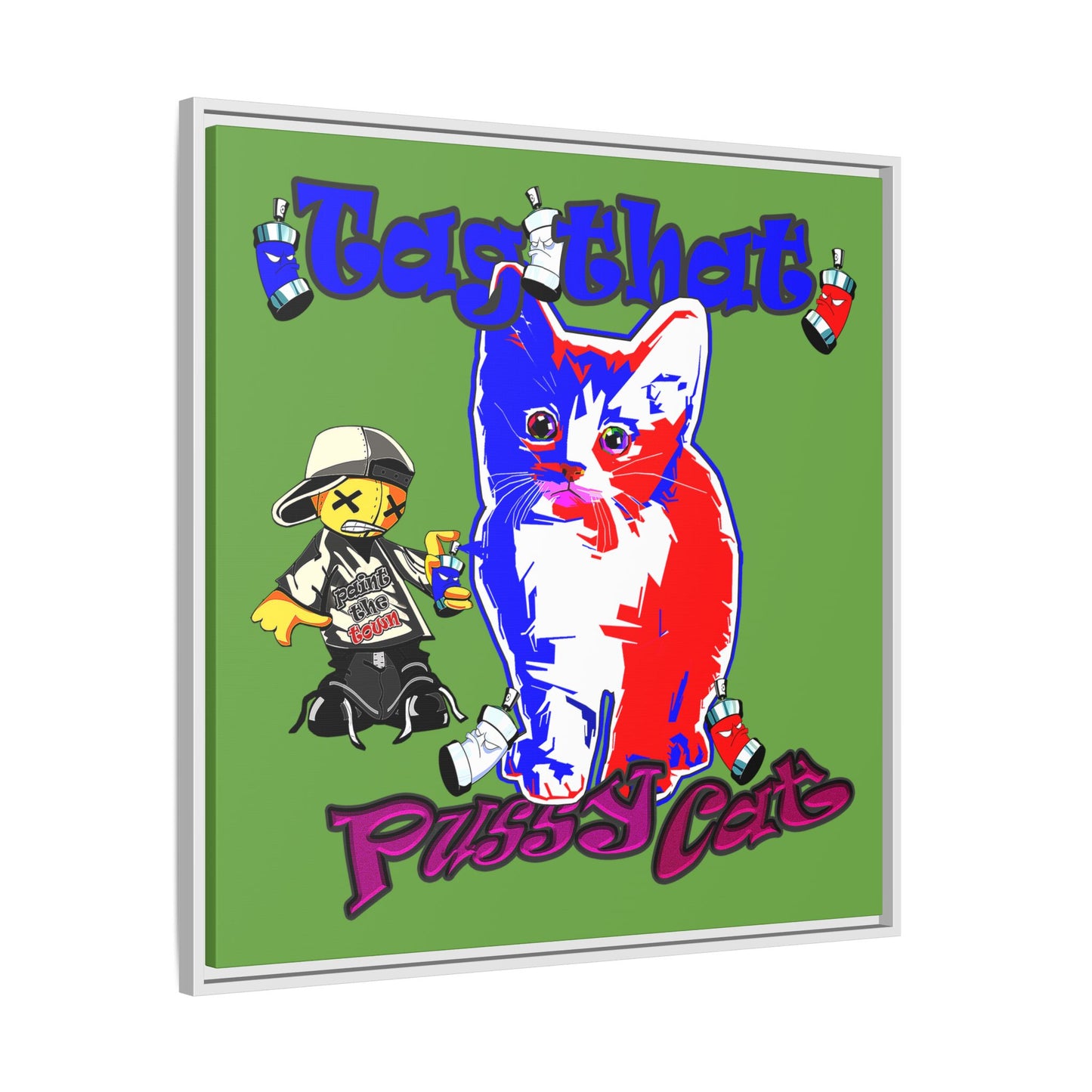 tag that - framed canvas art (green)