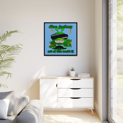 disc jockey - framed canvas art (light blue)