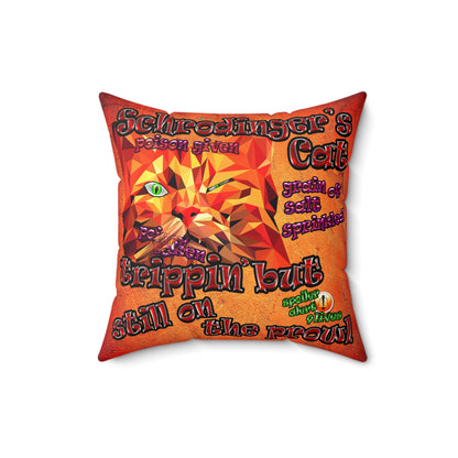 schrodinger's cat - Spun Polyester Square Pillow - (burnt orange)