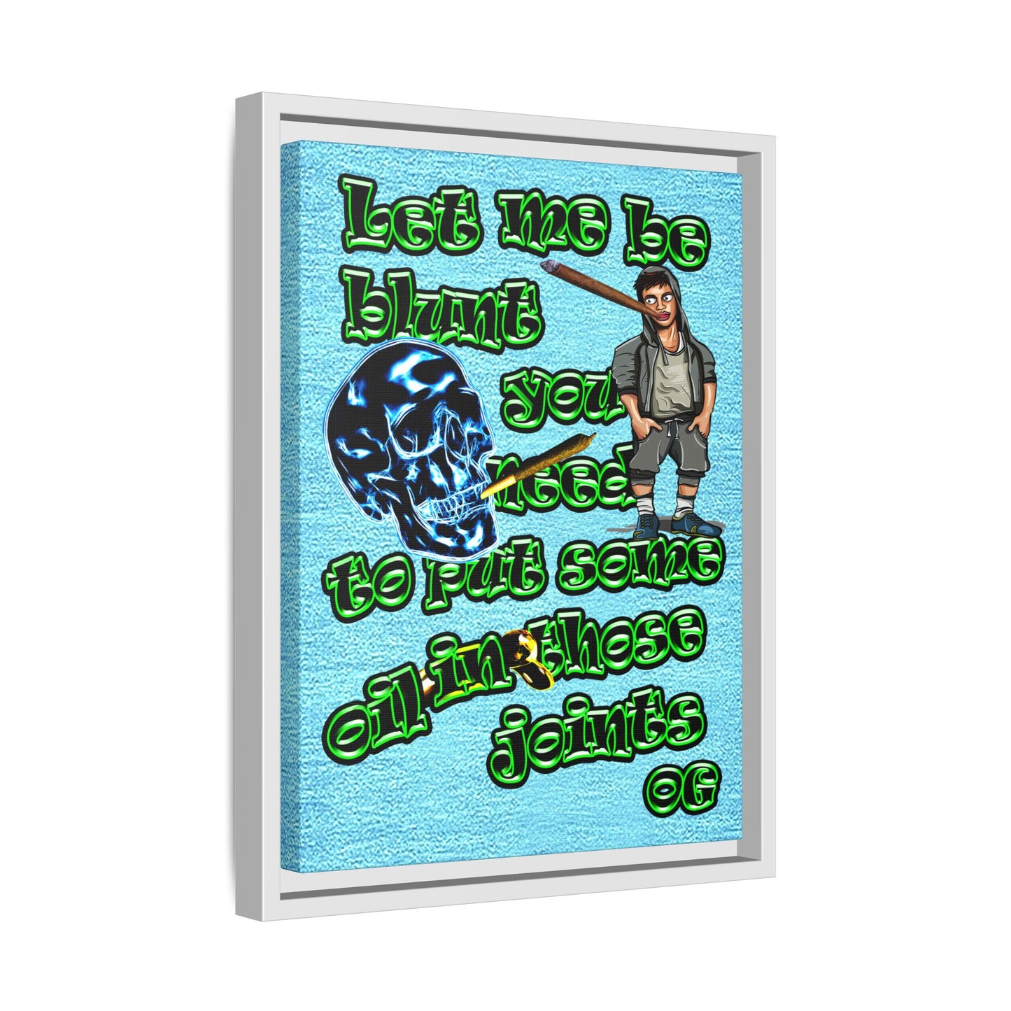 og - framed canvas art (faded blue)