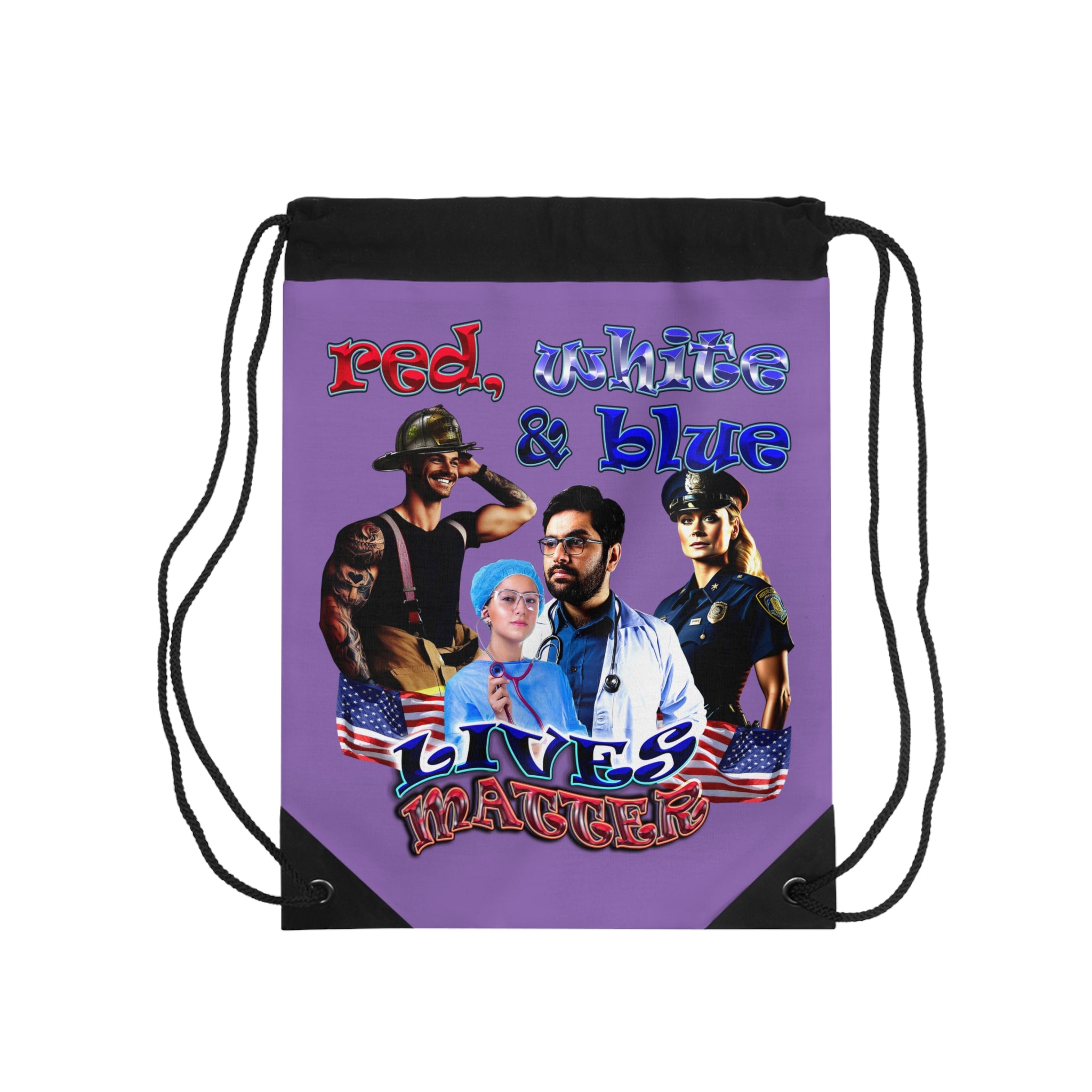 rw&b lives matter - Drawstring Bag (light purple)