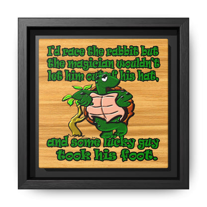 turtle race - framed canvas art (butterscotch wood finish)