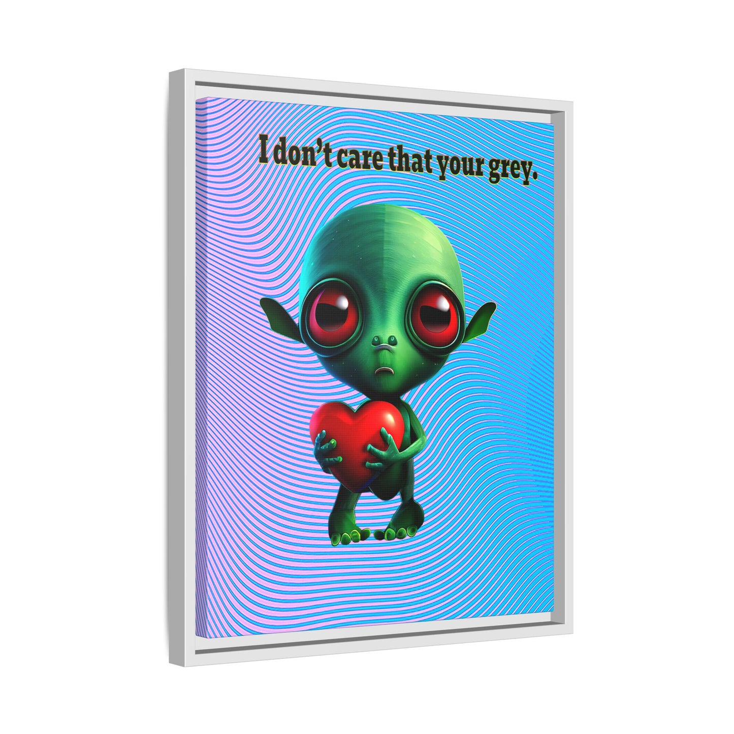 I don't care that your grey - framed canvas art (light blue-purple wave)