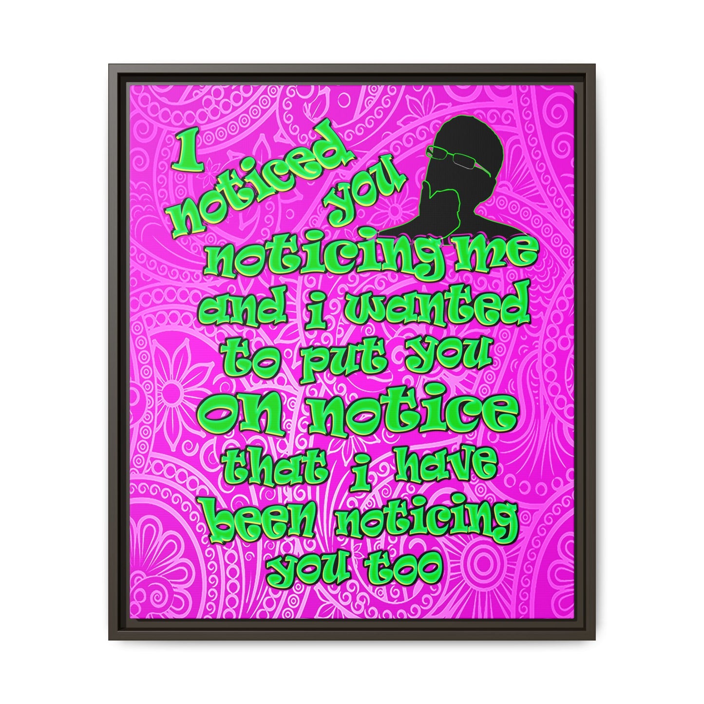 noticed you noticing - framed canvas art (pink swirl)