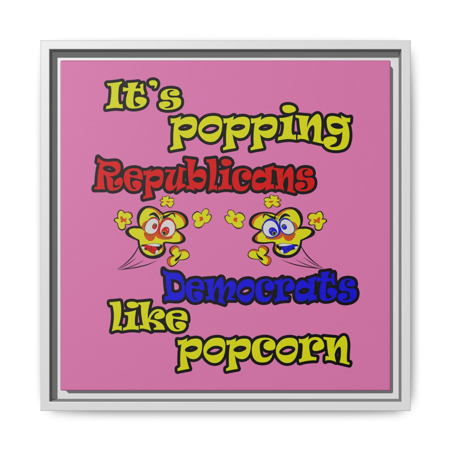popping like popcorn - framed canvas art (light pink)
