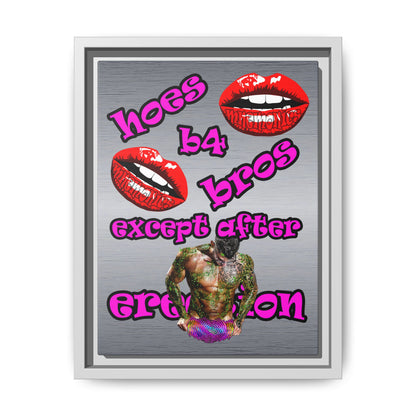 hoes b4 bros - framed canvas art (brushed nickel)
