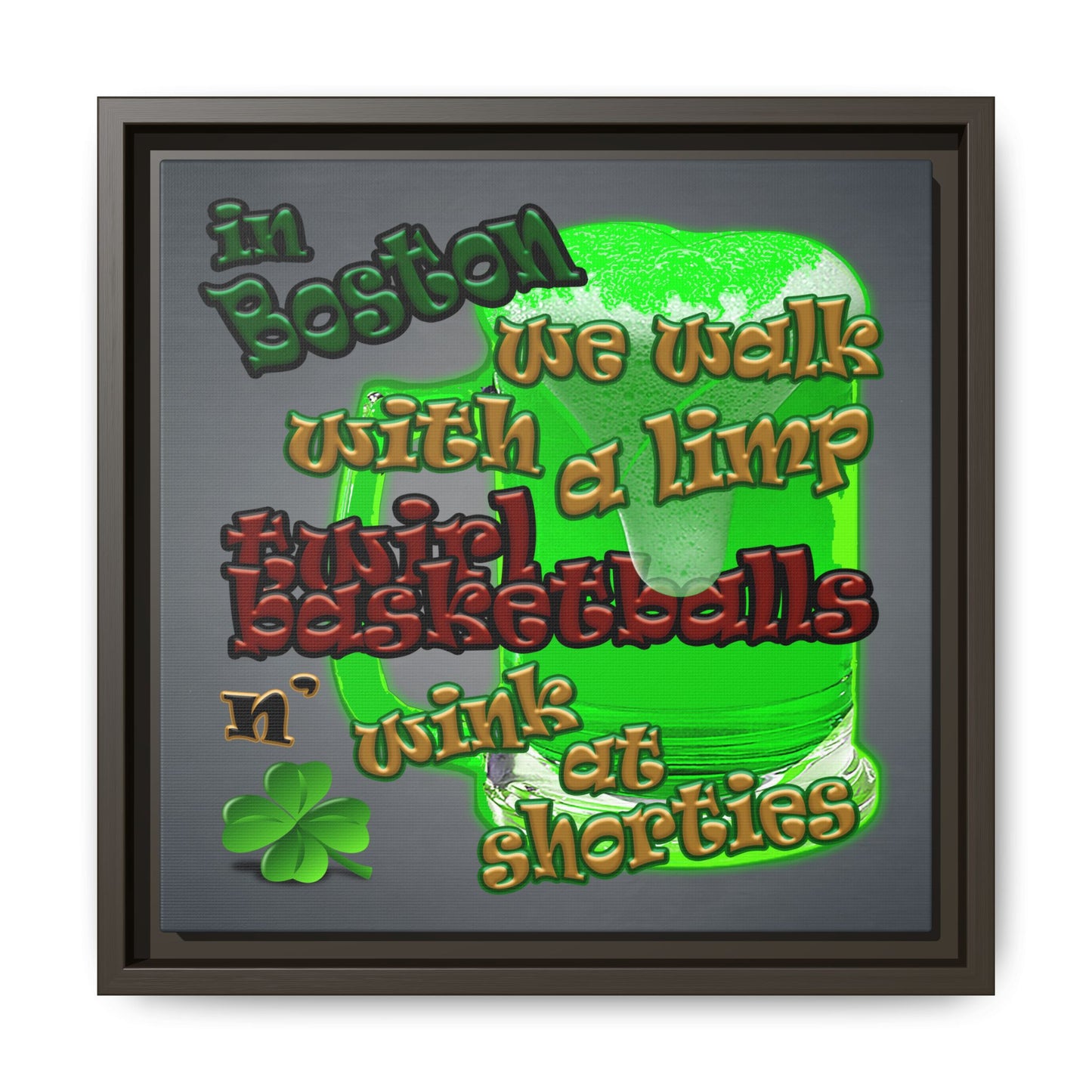 celtics logo - framed canvas art (grey-light grey)