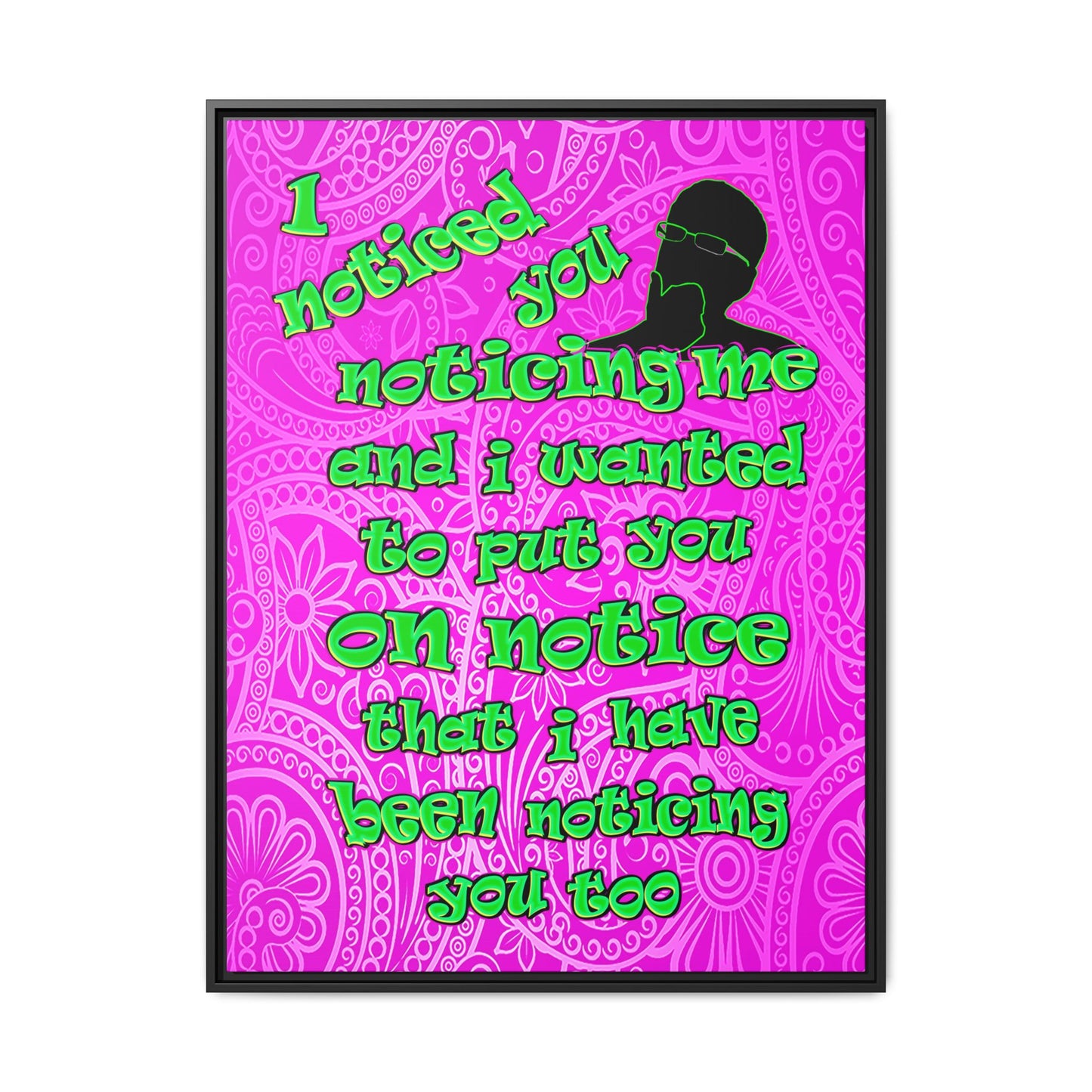 noticed you noticing - framed canvas art (pink swirl)