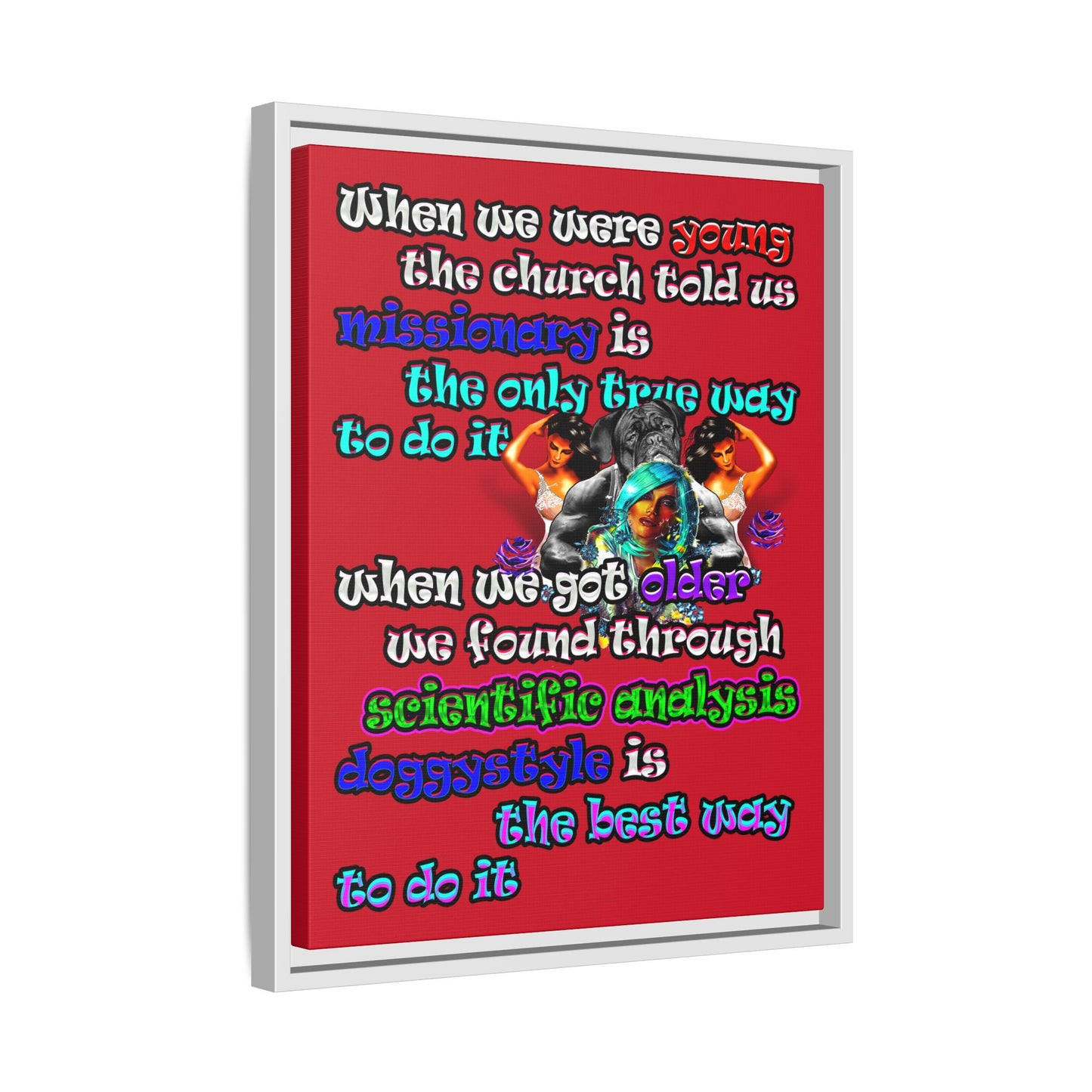 doggystyle - framed canvas art (dark red)