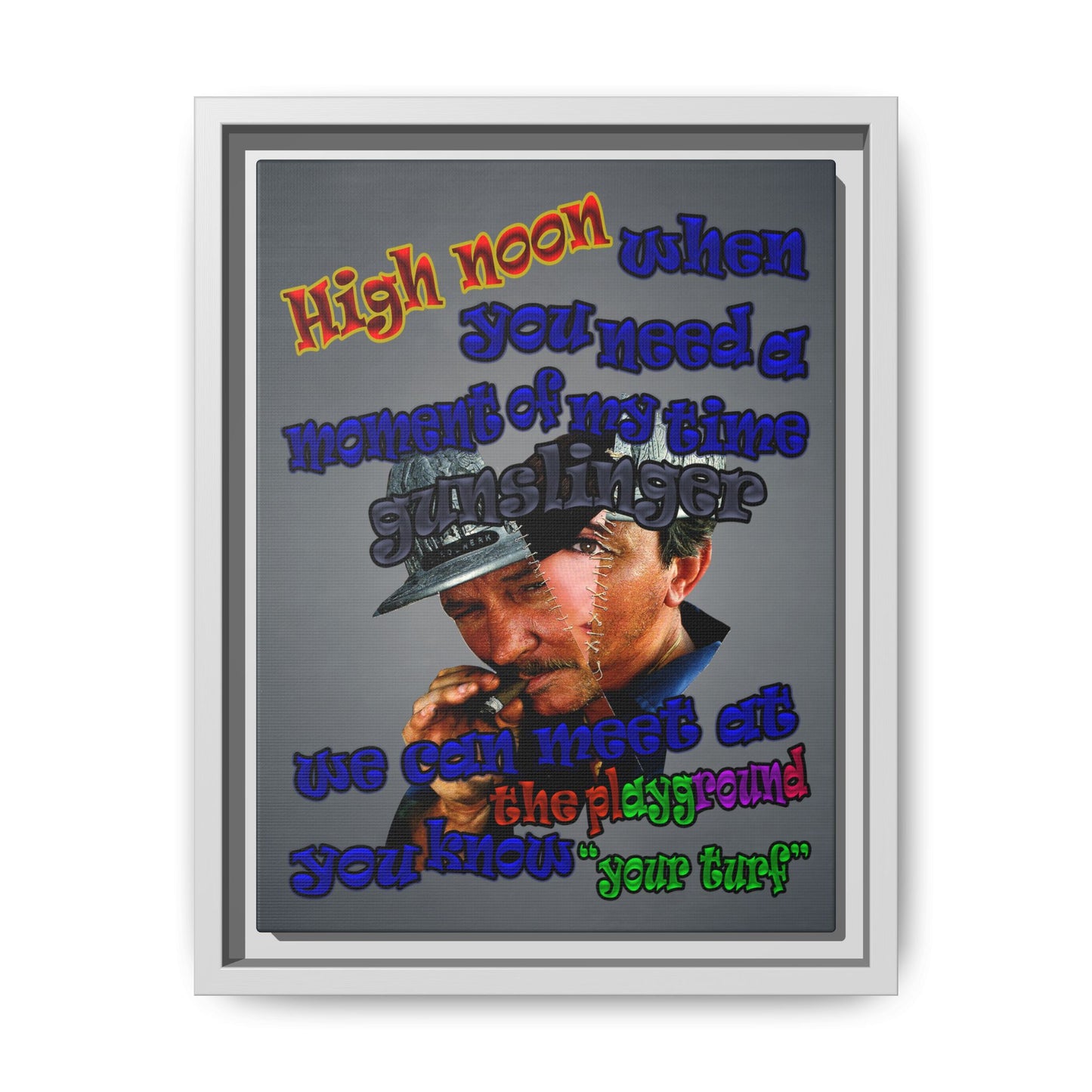 high noon - framed canvas art (grey-light grey)