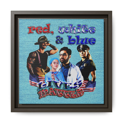 rw&b lives matter - framed canvas art (faded blue)
