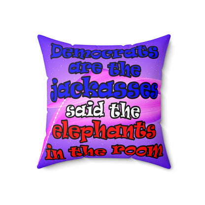 donkeys and elephants - Spun Polyester Square Pillow - (purple-pink wave)