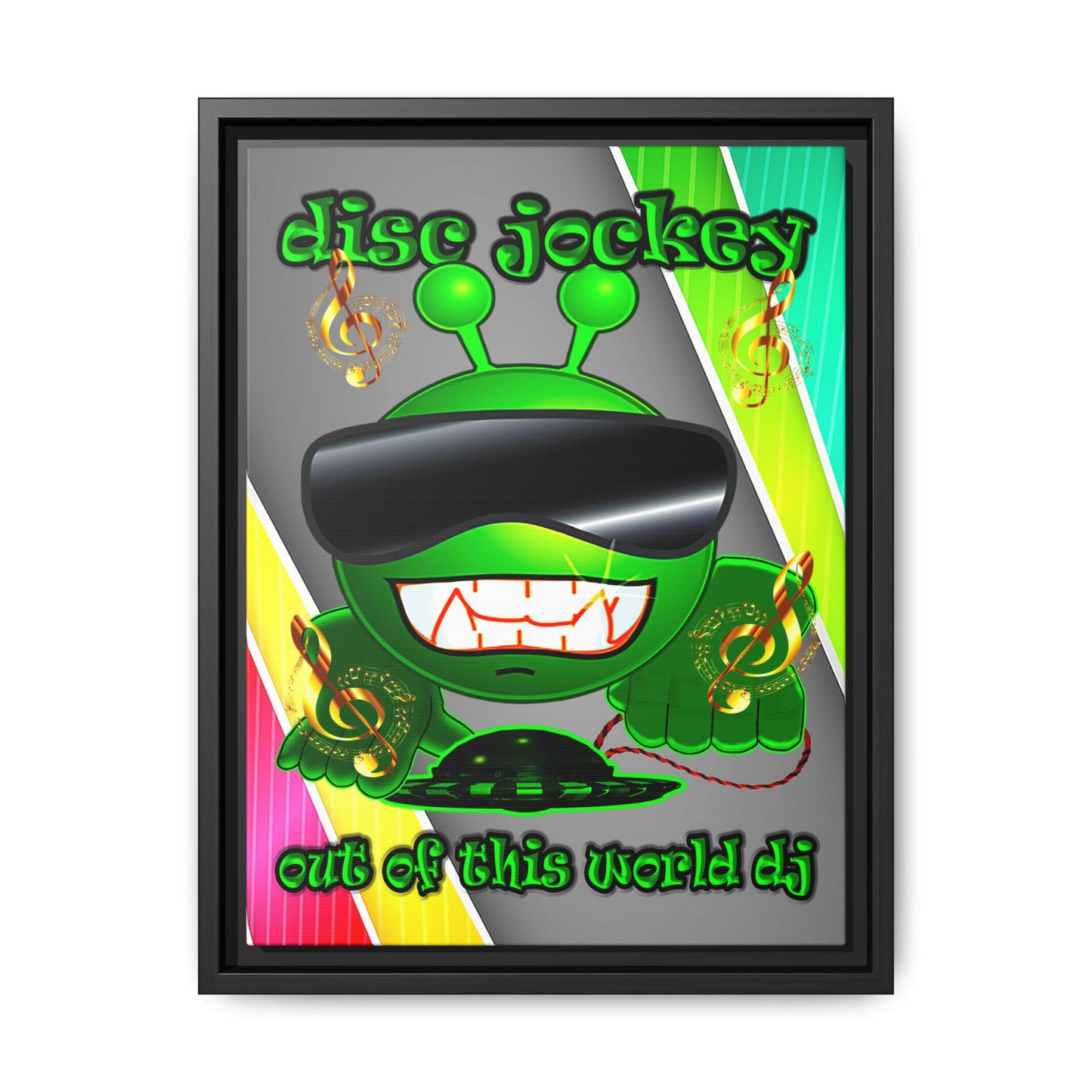 disc jockey - framed canvas art (rainbow split)