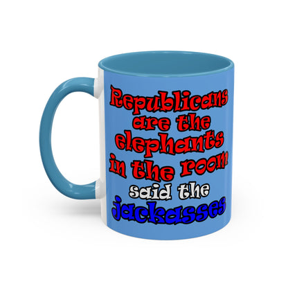 donkeys and elephants - Accent Mug (light blue)