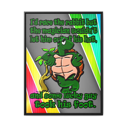 turtle race - framed canvas art (rainbow split)